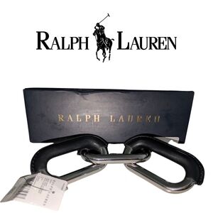 NWB Authentic Ralph Lauren Aquestrian-Inspired Desk Object  Black Leather/Silver